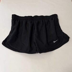 Nike Women's Black Athletic Running Shorts with Silver Swoosh